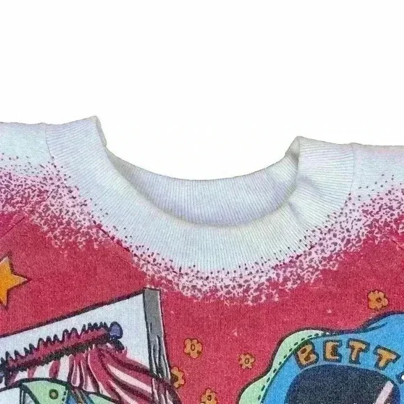 Vintage White FREEZE 1994 Betty Boop Crewneck All Over Print Sweatshirt Size XL - Picture 5 of 9